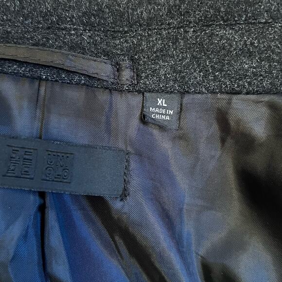 Uniqlo Men’s Chesterfield Overcoat Wool Cashmere Blend XL Dark Gray Full Length - Picture 5 of 10